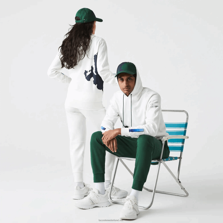 Lacoste sport x theo curin hoodie van biologisch katoen 0828H1124 wit marineblauw groen ppj Heren