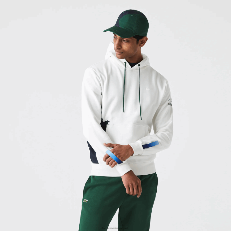 Lacoste sport x theo curin hoodie van biologisch katoen 0828H1124 wit marineblauw groen ppj Heren