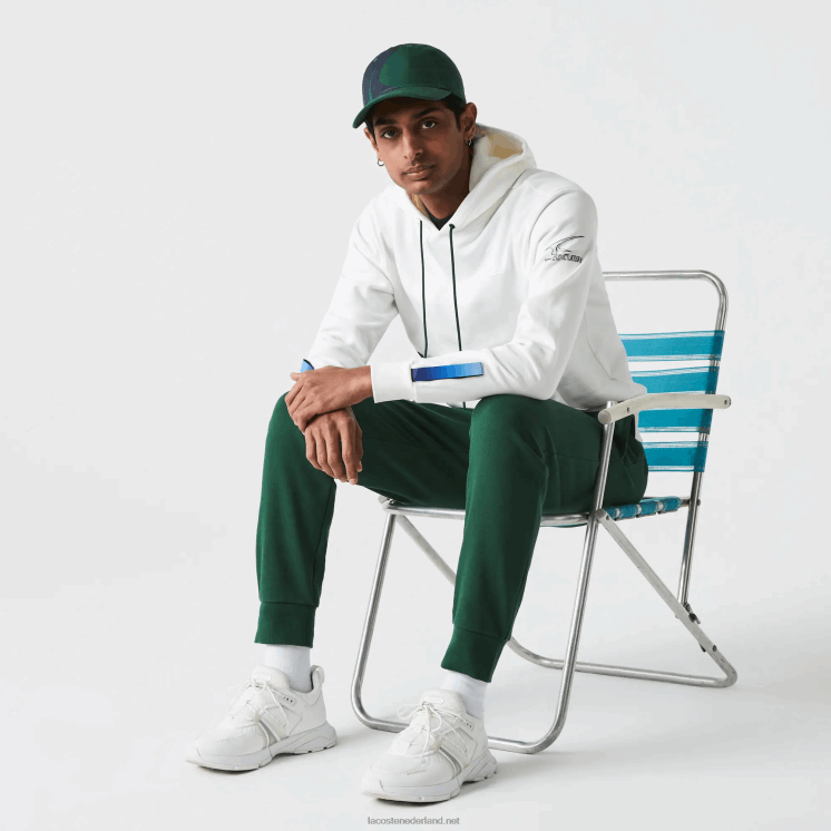 Lacoste sport x theo curin hoodie van biologisch katoen 0828H1124 wit marineblauw groen ppj Heren