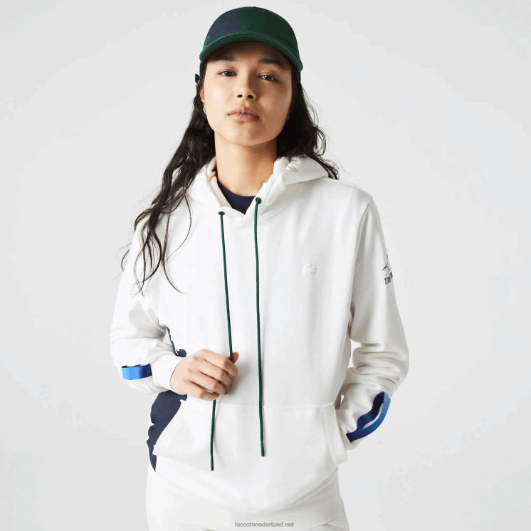 Lacoste sport x theo curin hoodie van biologisch katoen 0828H1124 wit marineblauw groen ppj Heren