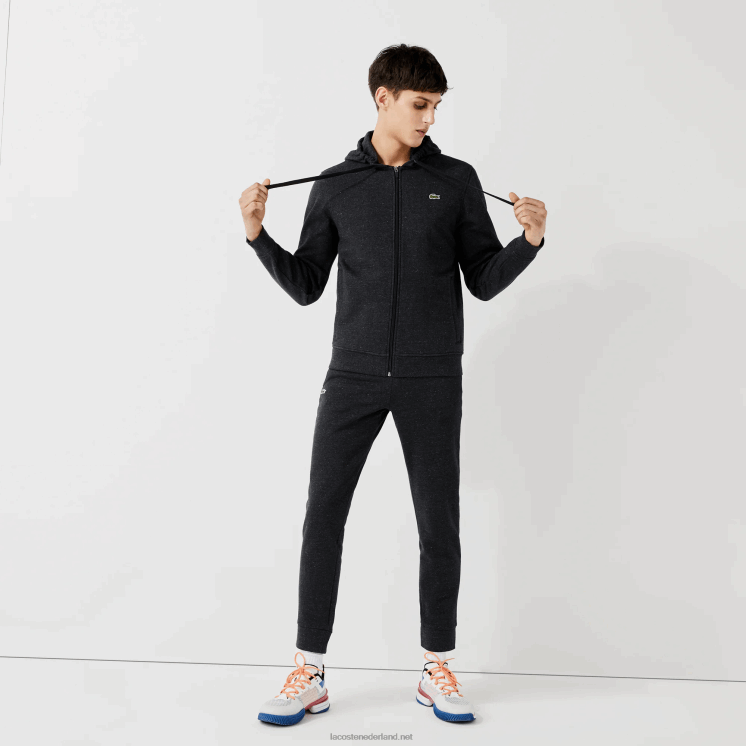 Lacoste sportieve lichtgewicht bi-materiaal hoodie 0828H1126 grijze h88 Heren