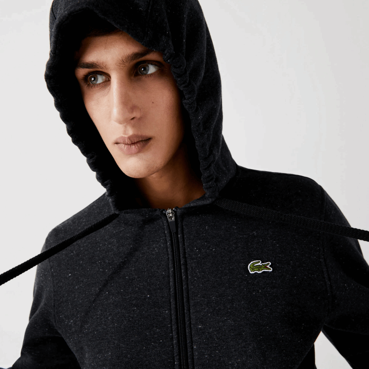 Lacoste sportieve lichtgewicht bi-materiaal hoodie 0828H1126 grijze h88 Heren