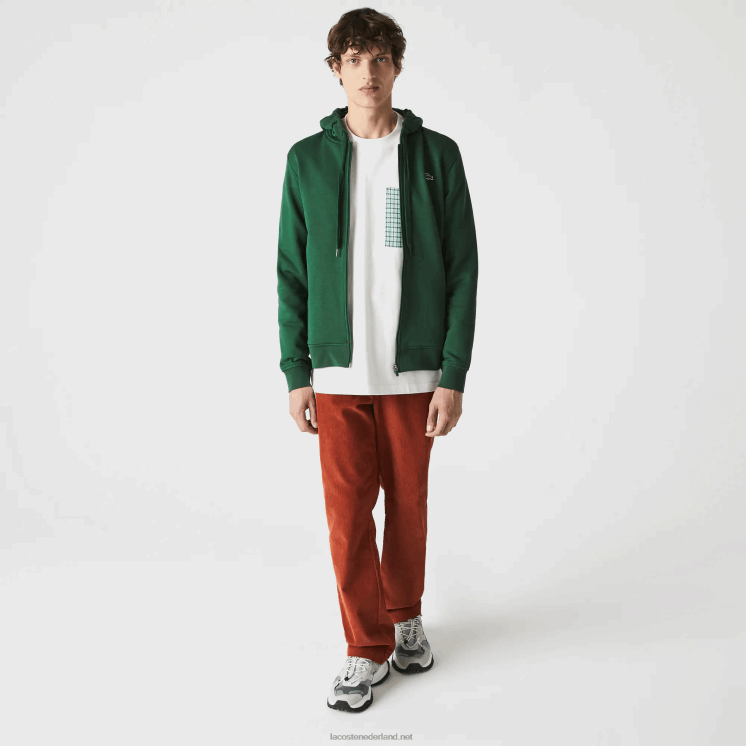 Lacoste sportieve lichtgewicht bi-materiaal hoodie 0828H1163 groene s30 Heren