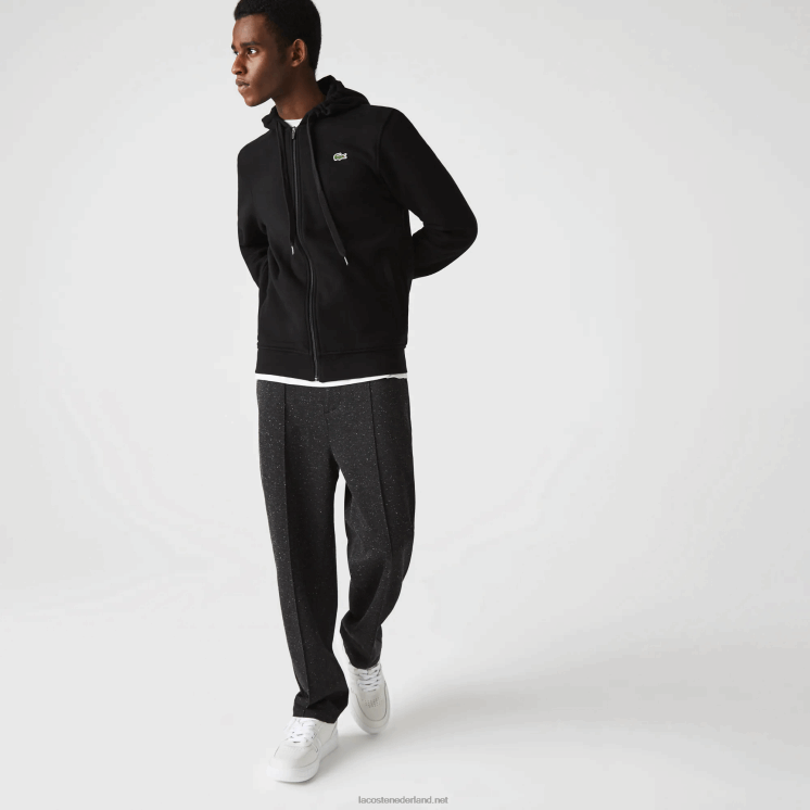 Lacoste sportieve lichtgewicht bi-materiaal hoodie 0828H947 zwart c31 Heren