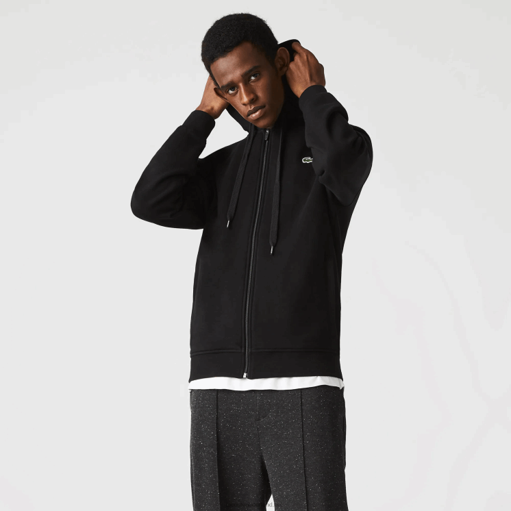 Lacoste sportieve lichtgewicht bi-materiaal hoodie 0828H947 zwart c31 Heren