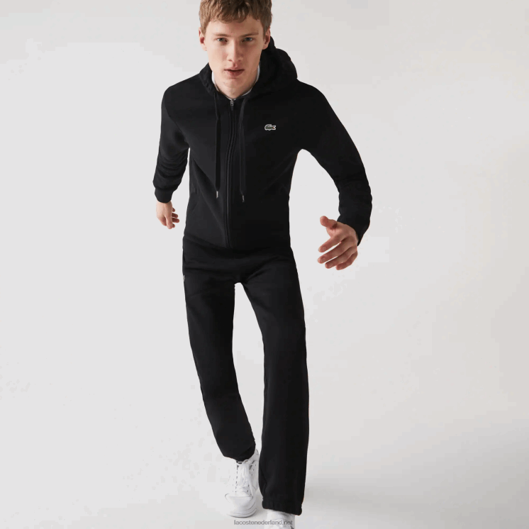 Lacoste sportieve lichtgewicht bi-materiaal hoodie 0828H947 zwart c31 Heren
