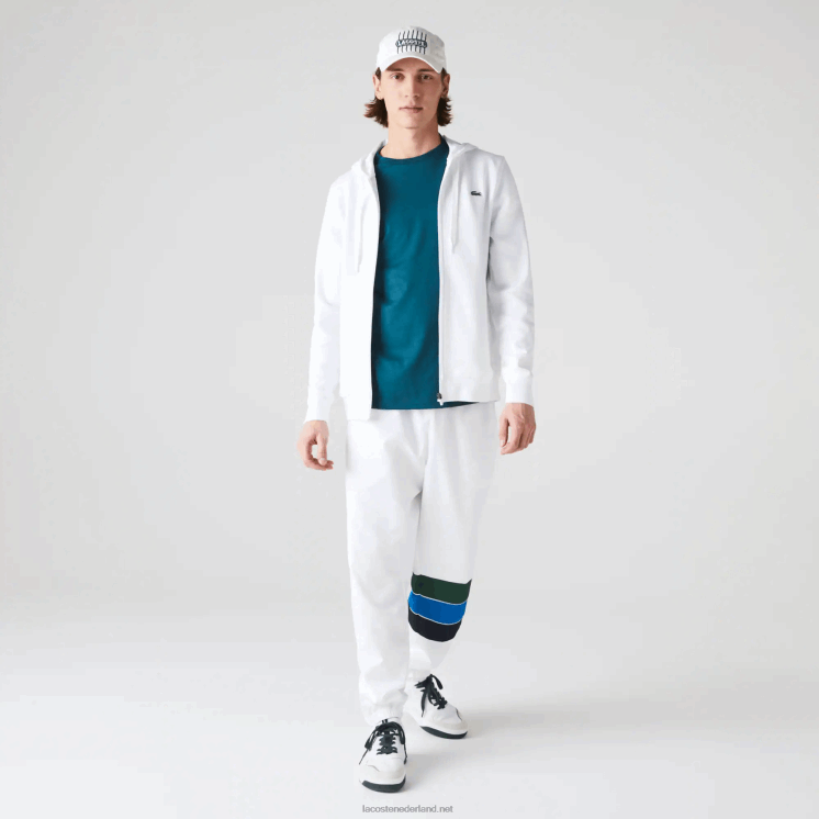 Lacoste sportieve lichtgewicht bi-materiaal hoodie 0828H948 wit 800 Heren