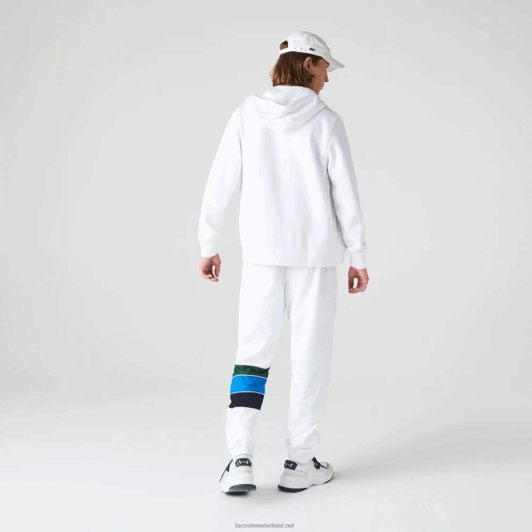 Lacoste sportieve lichtgewicht bi-materiaal hoodie 0828H948 wit 800 Heren