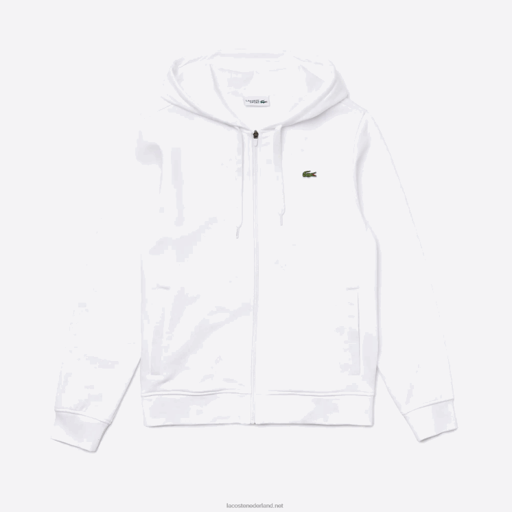 Lacoste sportieve lichtgewicht bi-materiaal hoodie 0828H948 wit 800 Heren