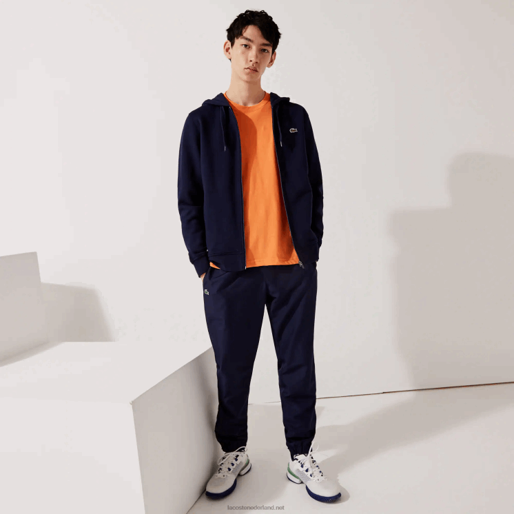 Lacoste sportieve lichtgewicht bi-materiaal hoodie 0828H949 marineblauw 423 Heren