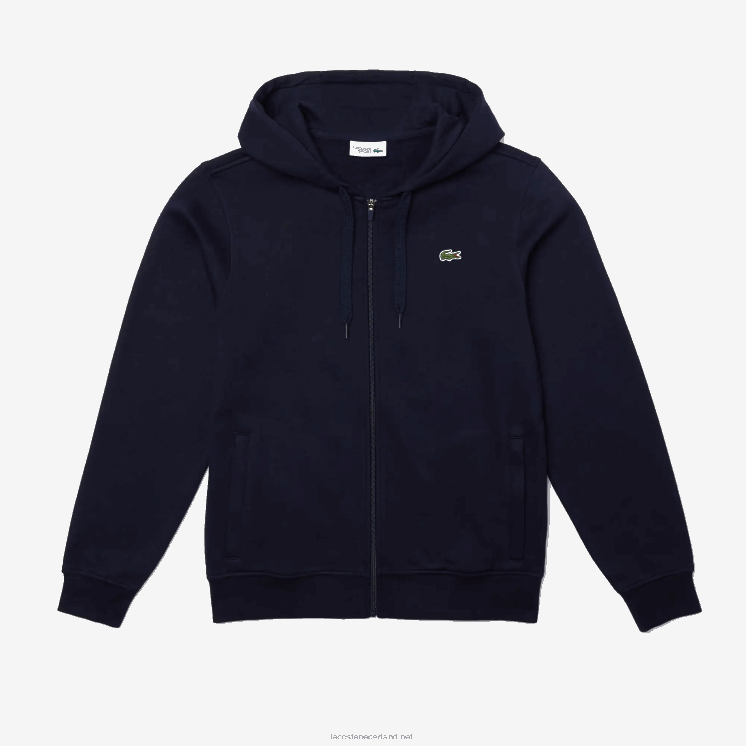 Lacoste sportieve lichtgewicht bi-materiaal hoodie 0828H949 marineblauw 423 Heren