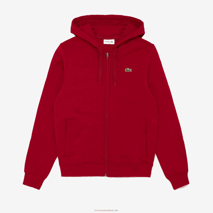 Lacoste sportieve lichtgewicht bi-materiaal hoodie 0828H950 bordeaux 4cw Heren