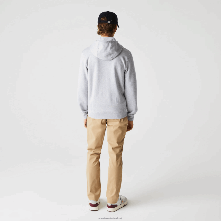 Lacoste sportieve lichtgewicht bi-materiaal hoodie 0828H962 chine lichtgrijs 9ya Heren