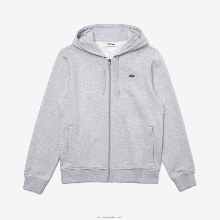 Lacoste sportieve lichtgewicht bi-materiaal hoodie 0828H962 chine lichtgrijs 9ya Heren
