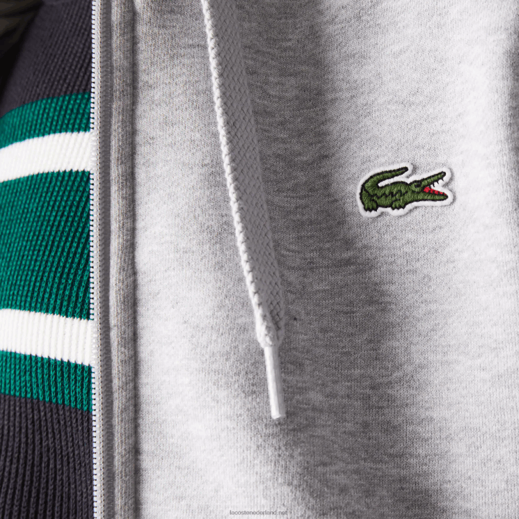 Lacoste sportieve lichtgewicht bi-materiaal hoodie 0828H962 chine lichtgrijs 9ya Heren