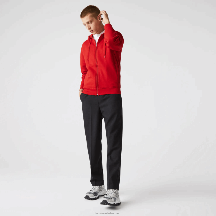 Lacoste sportieve lichtgewicht bi-materiaal hoodie 0828H963 rode e52 Heren