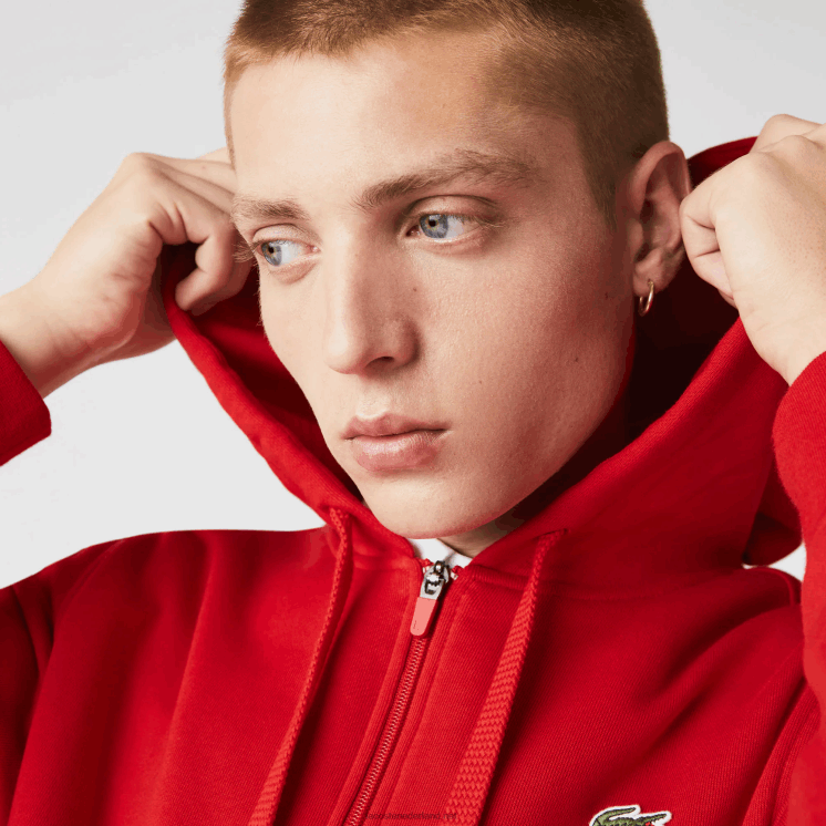 Lacoste sportieve lichtgewicht bi-materiaal hoodie 0828H963 rode e52 Heren