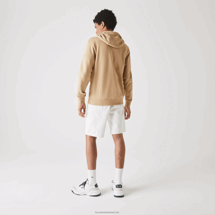 Lacoste sportieve lichtgewicht bi-materiaal hoodie 0828H981 beige gp2 Heren