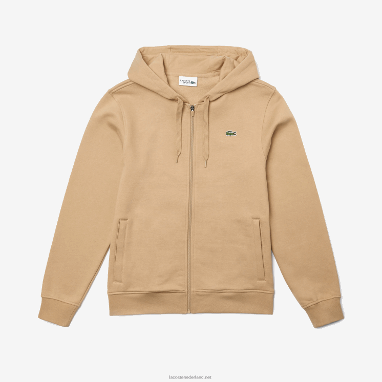 Lacoste sportieve lichtgewicht bi-materiaal hoodie 0828H981 beige gp2 Heren