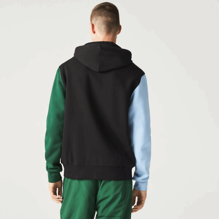 Lacoste sweatshirt met capuchon en ritssluiting met klassieke pasvorm en kleurvlakken 0828H1081 zwart blauw groen ueh Heren