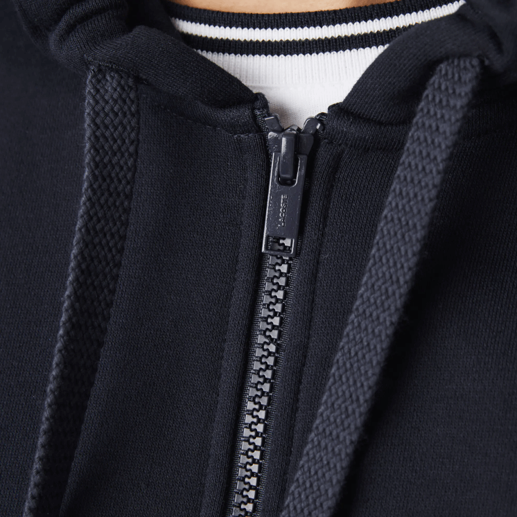 Lacoste sweatshirt met capuchon van fleece met colorblock-letters en rits 0828H997 marineblauw wit beige e8t Heren