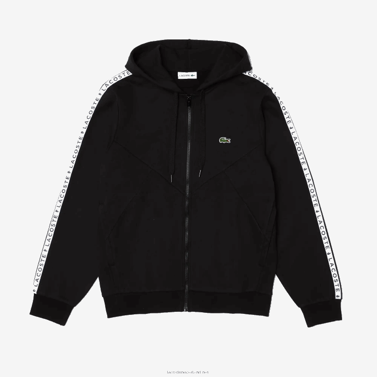 Lacoste sweatshirt met capuchon van fleece met colorblock-letters en rits 0828H998 zwart 8vm Heren