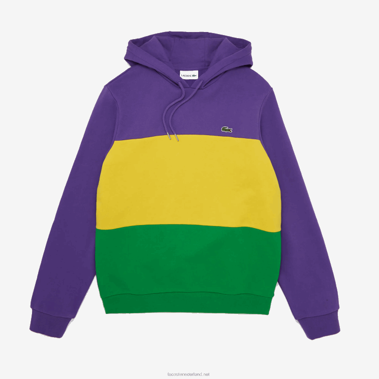 Lacoste sweatshirt met colorblock-fleece en capuchon 0828H1192 paars geel groen 1cv Heren