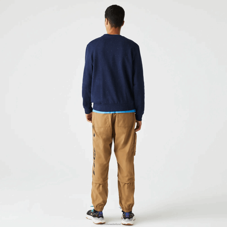 Lacoste sweatshirt met klassieke pasvorm en gespikkelde print van fleece 0828H965 marineblauw 7cg Heren