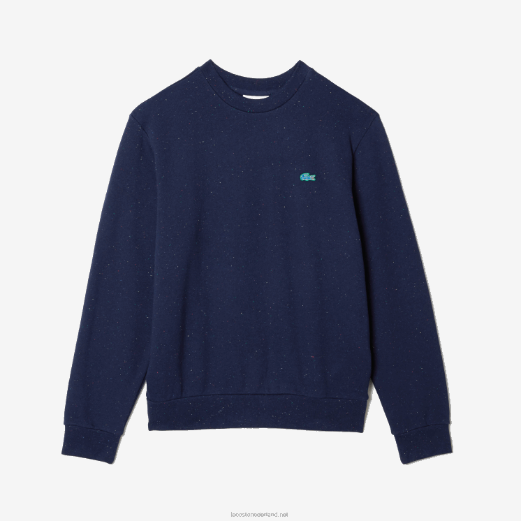 Lacoste sweatshirt met klassieke pasvorm en gespikkelde print van fleece 0828H965 marineblauw 7cg Heren