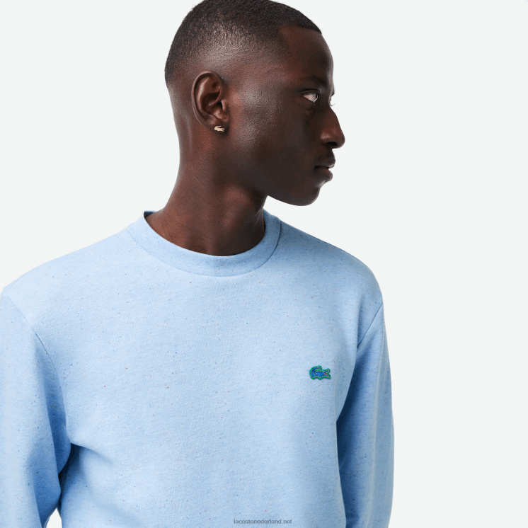 Lacoste sweatshirt met klassieke pasvorm en gespikkelde print van fleece 0828H966 turkoois 733 Heren