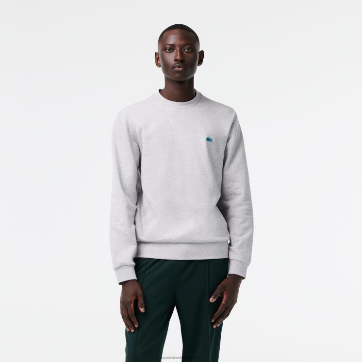 Lacoste sweatshirt met klassieke pasvorm en gespikkelde print van fleece 0828H967 grijze chine 73v Heren