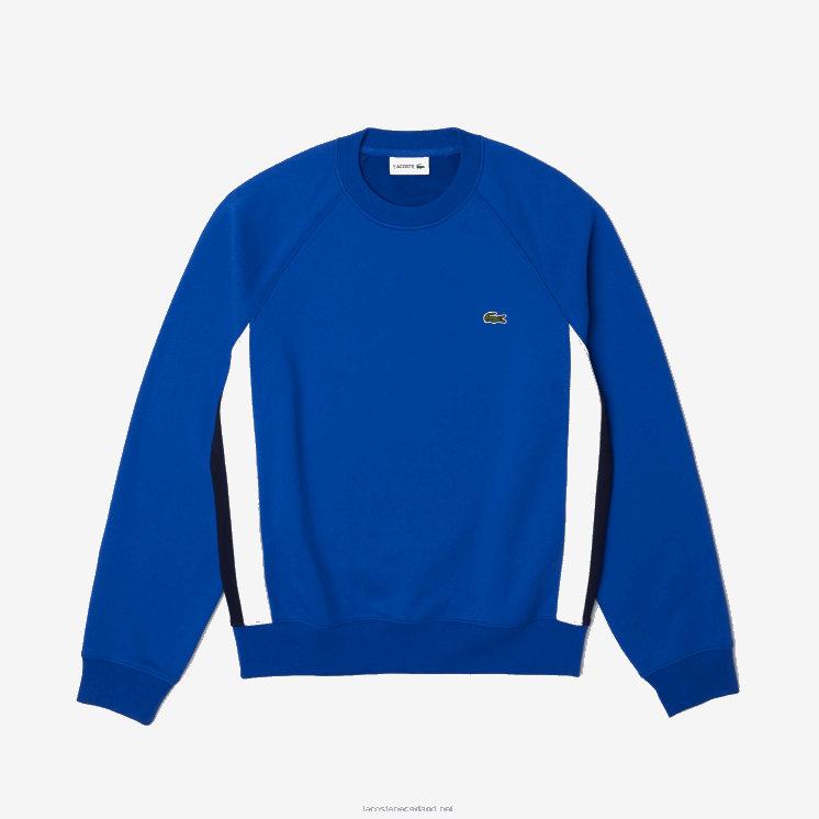 Lacoste sweatshirt met kleurvlakken van geborsteld fleece 0828H330 marineblauw wit cjl Heren
