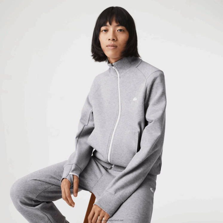 Lacoste sweatshirt met opstaande kraag van een katoenmix met rits 0828H1022 grijze chine ca Heren