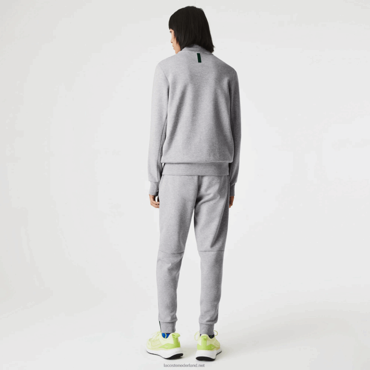 Lacoste sweatshirt met opstaande kraag van een katoenmix met rits 0828H1022 grijze chine ca Heren