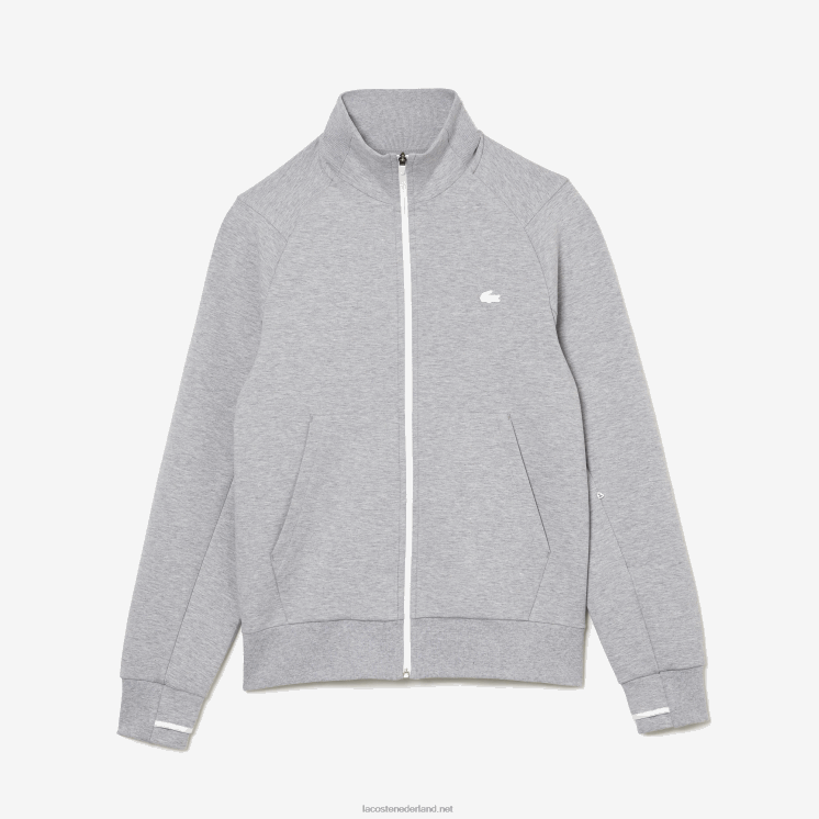 Lacoste sweatshirt met opstaande kraag van een katoenmix met rits 0828H1022 grijze chine ca Heren