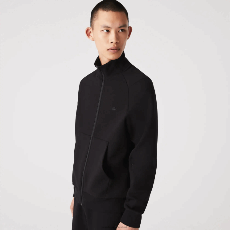 Lacoste sweatshirt met opstaande kraag van een katoenmix met rits 0828H1023 zwart 031 Heren