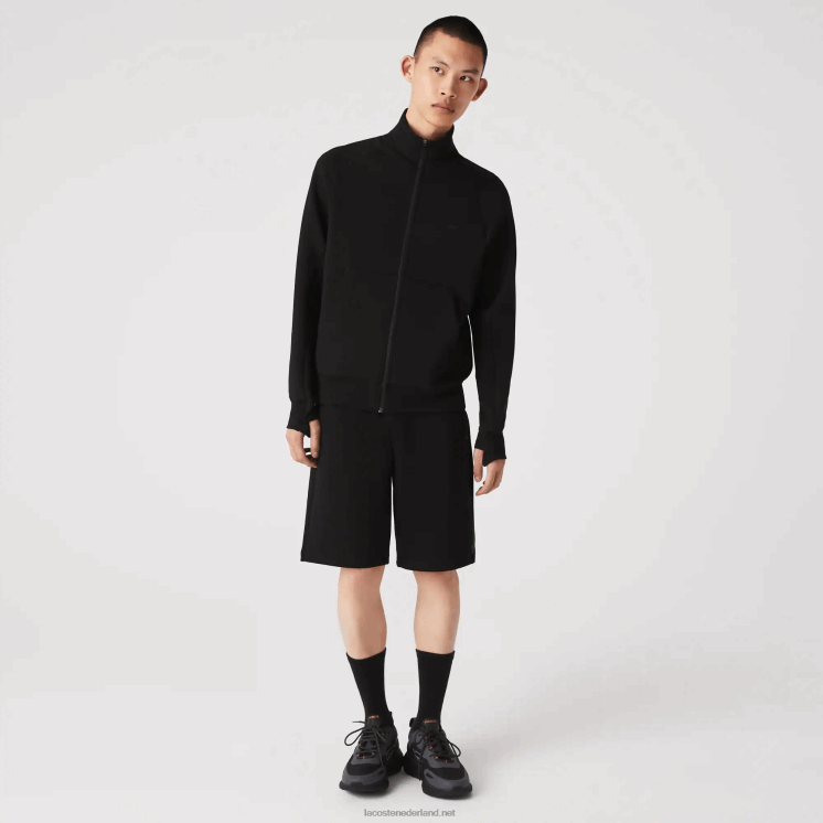 Lacoste sweatshirt met opstaande kraag van een katoenmix met rits 0828H1023 zwart 031 Heren