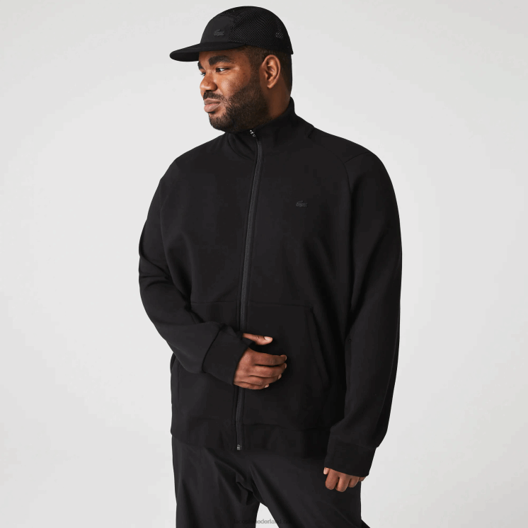Lacoste sweatshirt met opstaande kraag van een katoenmix met rits 0828H1023 zwart 031 Heren