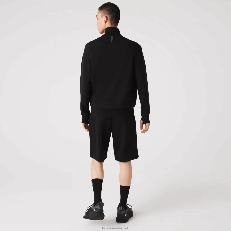 Lacoste sweatshirt met opstaande kraag van een katoenmix met rits 0828H1023 zwart 031 Heren
