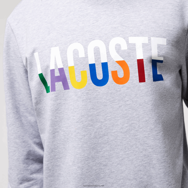 Lacoste sweatshirt met print van katoenfleece voor binnen 0828H1222 grijs chine wit w9d Heren
