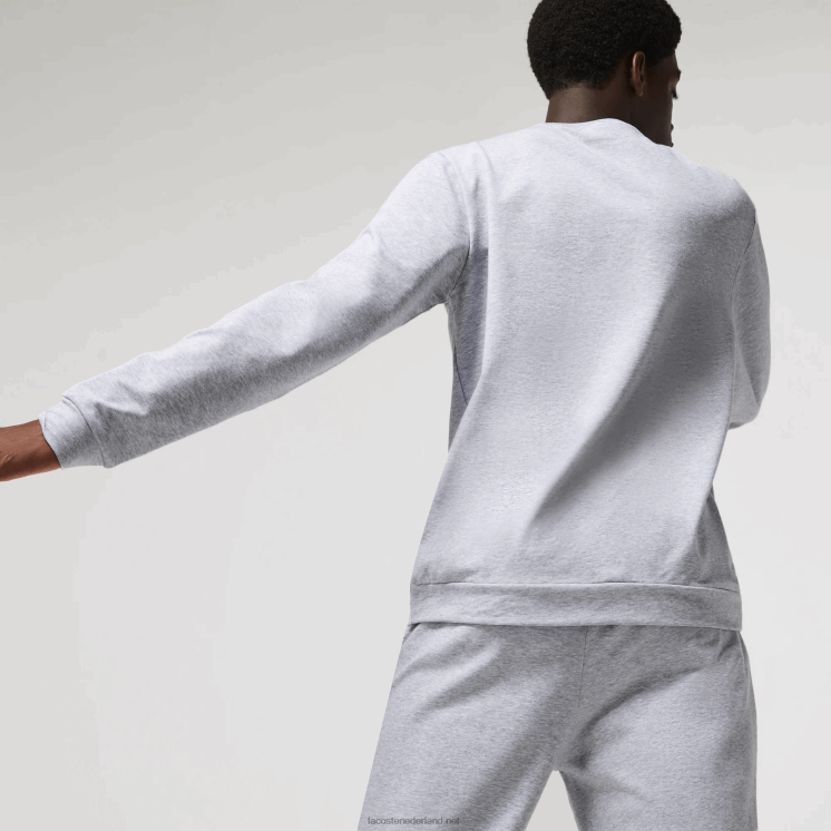 Lacoste sweatshirt met print van katoenfleece voor binnen 0828H1222 grijs chine wit w9d Heren