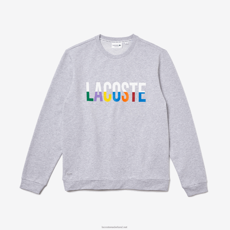 Lacoste sweatshirt met print van katoenfleece voor binnen 0828H1222 grijs chine wit w9d Heren