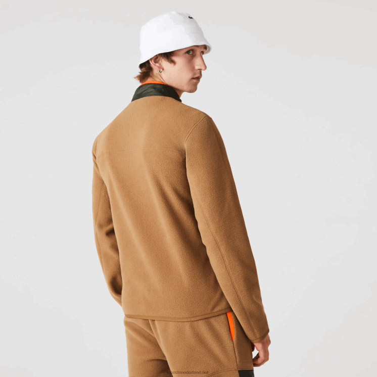 Lacoste sweatshirt met relaxte pasvorm van polarfleece met rits 0828H979 bruin kaki groen 89f Heren