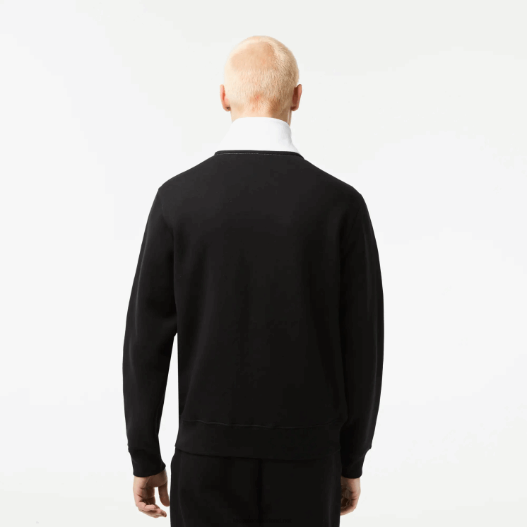 Lacoste sweatshirt met rits in klassieke pasvorm met kleurvlakken 0828H20 zwart wit 258 Heren