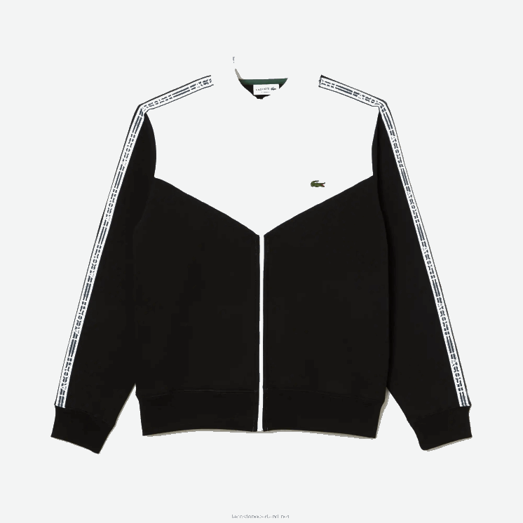 Lacoste sweatshirt met rits in klassieke pasvorm met kleurvlakken 0828H20 zwart wit 258 Heren