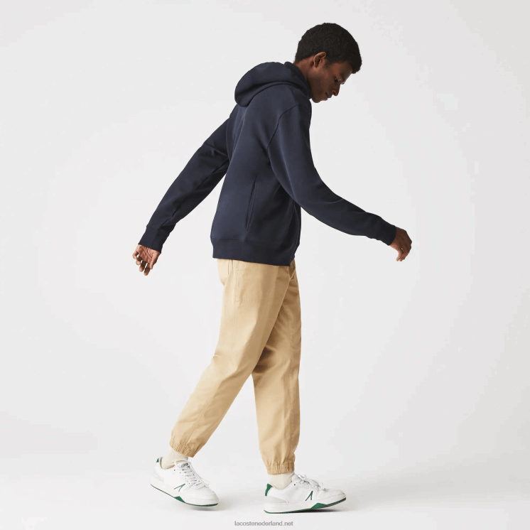 Lacoste sweatshirt met rits van katoenmix met capuchon en letters 0828H1177 marineblauw hde Heren