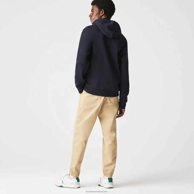 Lacoste sweatshirt met rits van katoenmix met capuchon en letters 0828H1177 marineblauw hde Heren