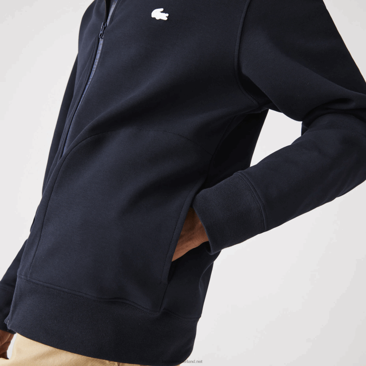 Lacoste sweatshirt met rits van katoenmix met capuchon en letters 0828H1177 marineblauw hde Heren