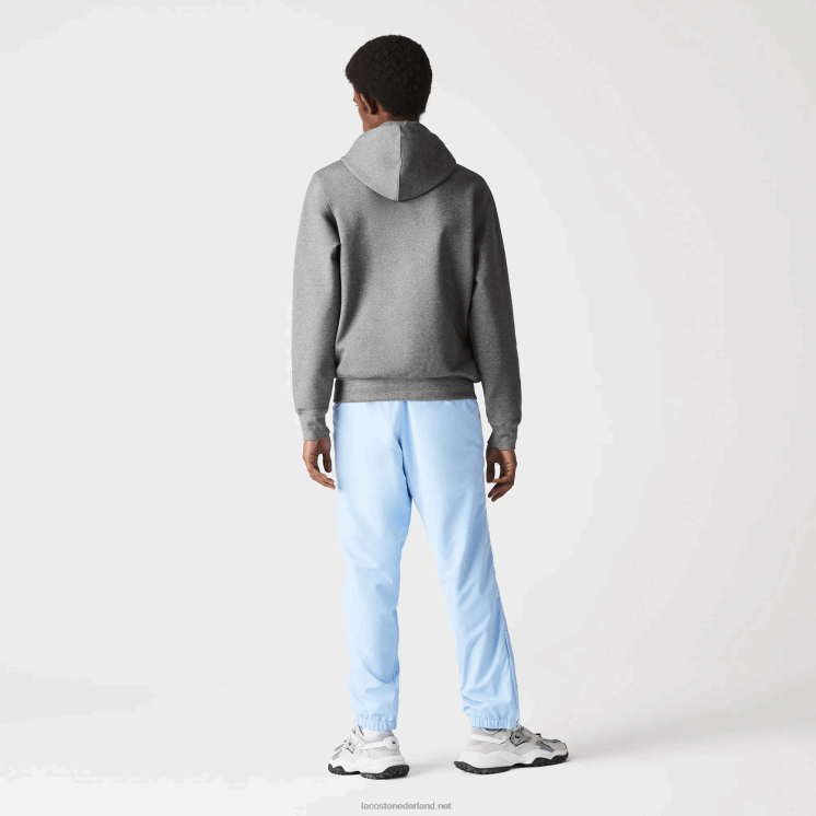 Lacoste sweatshirt met rits van katoenmix met capuchon en letters 0828H1178 grijze chine 1vq Heren
