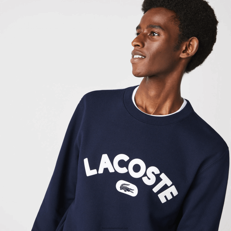 Lacoste sweatshirt met ronde hals en merkbadstof 0828H1160 marineblauw 166 Heren